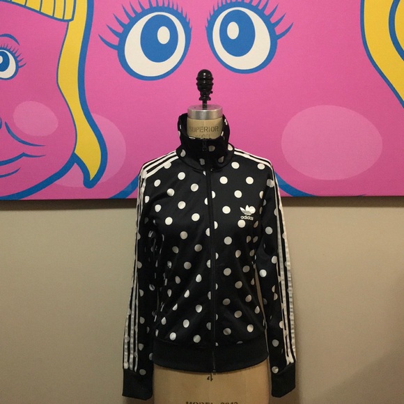 black and white polka dot adidas jacket